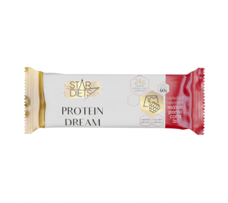 StarDiets Protein Dream fehérjeszelet csokoládé bevonatos málnás panna cotta ízű 60g
