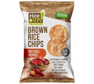 Rice Up! teljes kiőrlésű barna rizs chips csípős chili paprika ízesítéssel 60g