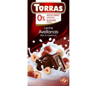 Torras Mogyorós tejcsokoládé hozzáadott cukor nélkül 75g (4)