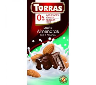 Torras Mandulás tejcsokoládé hozzáadott cukor nélkül 75g (5)
